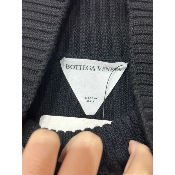NWOT BOTTEGA VENETA Wool Blend Turtleneck Ribbed Bodycon Midi Black Dress Medium - Picture 4 of 12